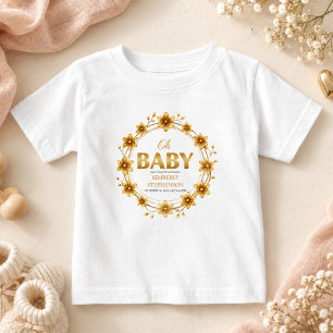 Oh Baby ウォーターカラー ローズゴールド ベビーシャワー ベビーTシャツ