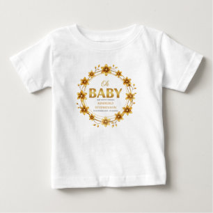 Oh Baby ウォーターカラー ローズゴールド ベビーシャワー ベビーTシャツ