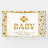 Oh Baby ウォーターカラー ローズゴールド ベビーシャワー 横断幕 (横)