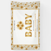 Oh Baby ウォーターカラー ローズゴールド ベビーシャワー 横断幕 (縦)