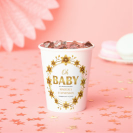 Oh Baby ウォーターカラー ローズゴールド ベビーシャワー 紙コップ