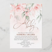 Oh Baby! シャワーメール ヴィンテージ ブラッシュピンク ローズ 箔招待状 (正面)