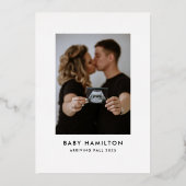 Oh Baby シルバースクリプト 写真ベビーシャワー 箔招待状 (裏面)