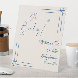 Oh Baby! シンプルなベビーシャワー男女兼用デザイン 台座サイン