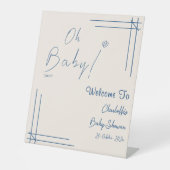 Oh Baby! シンプルなベビーシャワー男女兼用デザイン 台座サイン (正面)