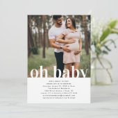 Oh Baby | シンプルな写真ベビーシャワー 招待状 (スタンド正面)