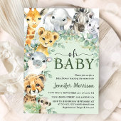 Oh Baby ジャングルサファリ動物ベビーシャワー 招待状