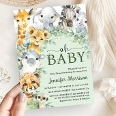 Oh Baby ジャングルサファリ動物ベビーシャワー 招待状