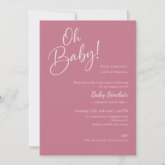 Oh Baby ダスティローズ ベビーシャワー招待状 スクリプト 招待状 (正面)
