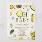 Oh Baby ピクルス + おしゃぶり 男の子 ベビーシャワー 招待状 (正面)
