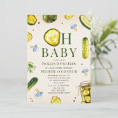 Oh Baby ピクルス + おしゃぶり 男の子 ベビーシャワー 招待状 (スタンド正面)