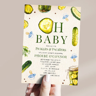 Oh Baby ピクルス + おしゃぶり 男の子 ベビーシャワー 招待状