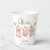 Oh Baby ピンクの花柄ベビーシャワー  紙コップ (裏面)