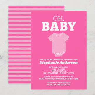 Oh Baby - ファンタジーTシャツ パステルピンクベビーシャワー 招待状