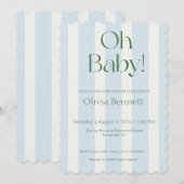 Oh Baby ブルーストライプ ベビーシャワー招待状 招待状 (正面/裏面)