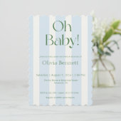 Oh Baby ブルーストライプ ベビーシャワー招待状 招待状 (スタンド正面)