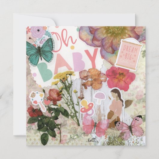 Oh Baby! ベビーシャワーフラットグリーティングカード (正面)