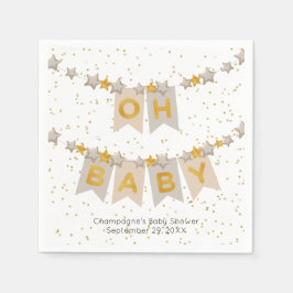 Oh Baby ボヘミアン・バuntingフラグ ベビーシャワー スタンダードカクテルナプキン