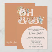 OH BABY ボーホー フラワーベイビーシャワー 招待状 (正面/裏面)