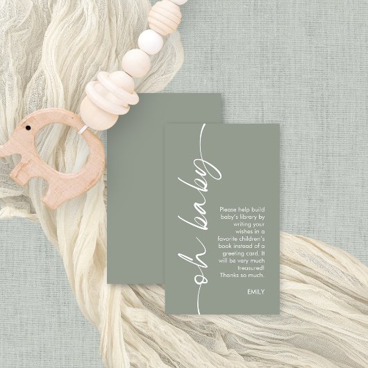 Oh Baby モダン ShowerのSage Books エンクロージャーカード