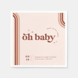 Oh Baby | レトロなセブンティーズのベビーシャワー スタンダードカクテルナプキン