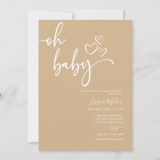 Oh Baby | 男女兼用のベビーシャワー招待状 招待状 (正面)