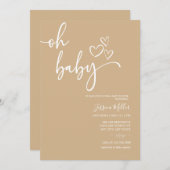 Oh Baby | 男女兼用のベビーシャワー招待状 招待状 (正面/裏面)