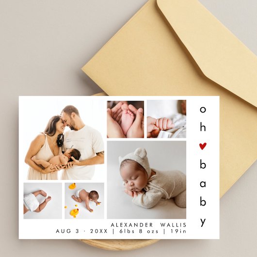 Oh Baby 6 Photo Collage Thank You Baby Shower シーズンカード