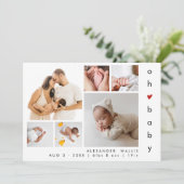 Oh Baby 6 Photo Collage Thank You Baby Shower シーズンカード (スタンド正面)