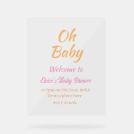 OH BABY BABY SHOWER ORANGE PURPLE SIMPLE MINIMAL アクリルサイン
