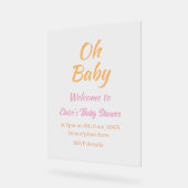 OH BABY BABY SHOWER ORANGE PURPLE SIMPLE MINIMAL アクリルサイン (傾斜)
