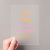 OH BABY BABY SHOWER ORANGE PURPLE SIMPLE MINIMAL アクリル招待状 (インサイチュ (ポータブル))