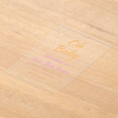 OH BABY BABY SHOWER ORANGE PURPLE SIMPLE MINIMAL アクリル招待状 (レイダウン)