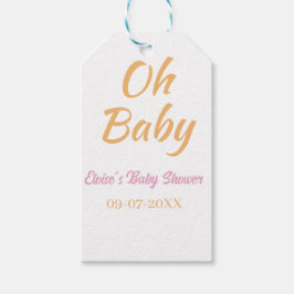 OH BABY BABY SHOWER ORANGE PURPLE SIMPLE MINIMAL ギフトタグ