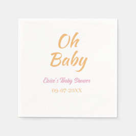 OH BABY BABY SHOWER ORANGE PURPLE SIMPLE MINIMAL スタンダードカクテルナプキン