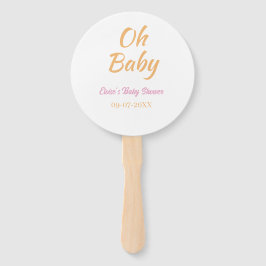 OH BABY BABY SHOWER ORANGE PURPLE SIMPLE MINIMAL ハンドファン