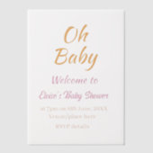OH BABY BABY SHOWER ORANGE PURPLE SIMPLE MINIMAL ベラム紙招待状 (正面)