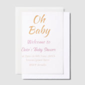 OH BABY BABY SHOWER ORANGE PURPLE SIMPLE MINIMAL ベラム紙招待状 (オフセット)