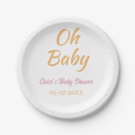 OH BABY BABY SHOWER ORANGE PURPLE SIMPLE MINIMAL ペーパープレート