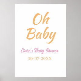 OH BABY BABY SHOWER ORANGE PURPLE SIMPLE MINIMAL ポスター