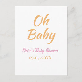 OH BABY BABY SHOWER ORANGE PURPLE SIMPLE MINIMAL ポストカード