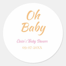 OH BABY BABY SHOWER ORANGE PURPLE SIMPLE MINIMAL ラウンドシール