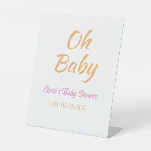 OH BABY BABY SHOWER ORANGE PURPLE SIMPLE MINIMAL 台座サイン (正面)