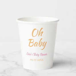 OH BABY BABY SHOWER ORANGE PURPLE SIMPLE MINIMAL 紙コップ