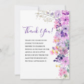 Oh Baby, Baby Shower Purple Spring Flowers サンキューカード (正面)