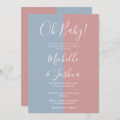 Oh Baby BlueとPink Genderのパーティー 招待状 (正面/裏面)