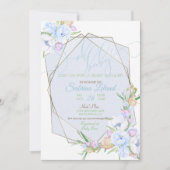 Oh Baby Blueフローラベビシャワークリスタルフレーム 招待状 (正面)