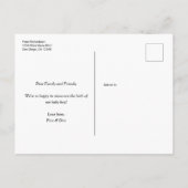 Oh Baby Blue写真カスタム男の子の誕生のお知らせ インビテーションポストカード (裏面)