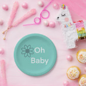 Oh Baby Blue フローラル デイジー ペーパー ペーパープレート (パーティー)