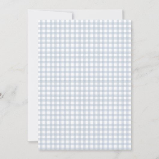 Oh Baby Blue Gingham Check Boy Baby shower  招待状 (裏面)
